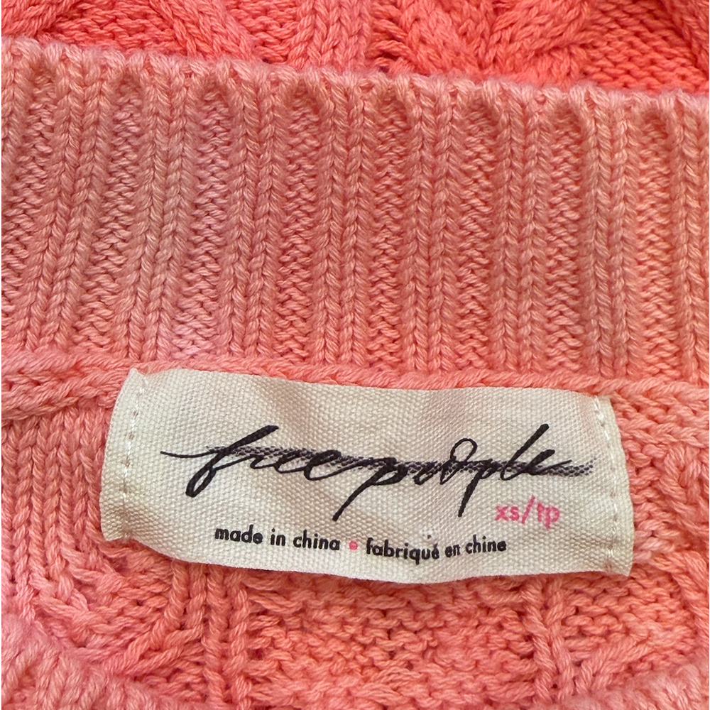 NEW FREE PEOPLE PINK WASHED ASHORE SWEATER SZ XS - Picture 6 of 8